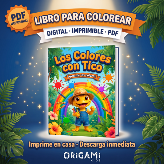 Los Colores con Tico — Libro para colorear digital imprimible (PDF)